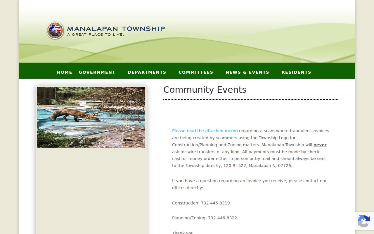 Manalapan resident records Township records payment scam alert