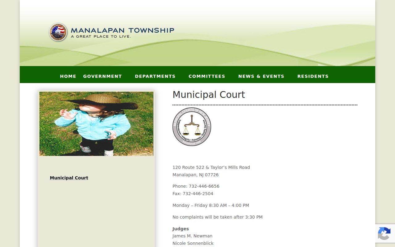 Manalapan resident lookup Municipal Court access information