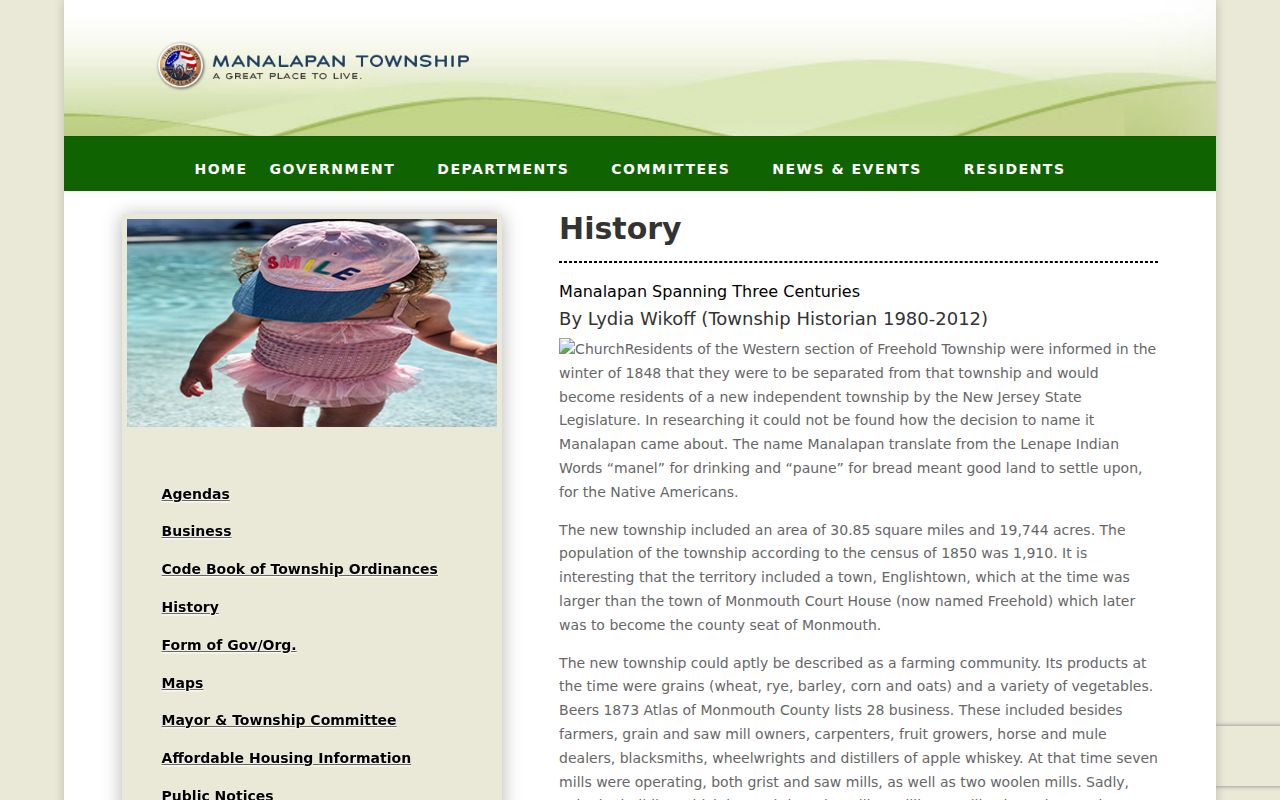 Manalapan ZIP code place-name research on the Township history page